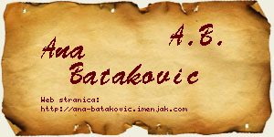 Ana Bataković vizit kartica